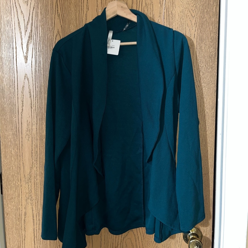 Hesed~Teal Open Front Cardigan~L~Stretch